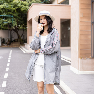 中长款防晒衣女2024新款大码宽松海边度假连帽夏季防晒服外套显瘦