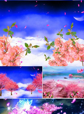 凉凉配乐成品 led舞台背景 桃花 花瓣飞舞 晚会背景 舞蹈背景