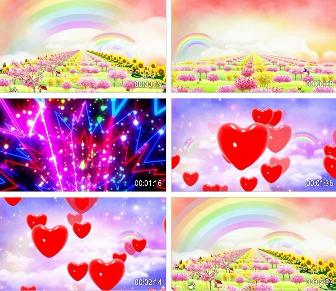 小宝贝舞台背景 动态led视频 六一儿童节 卡通背景太阳公公 彩虹