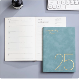 2026年笔记本日程本一周两页A5薄款 仿皮自律本月规划效率周计划本