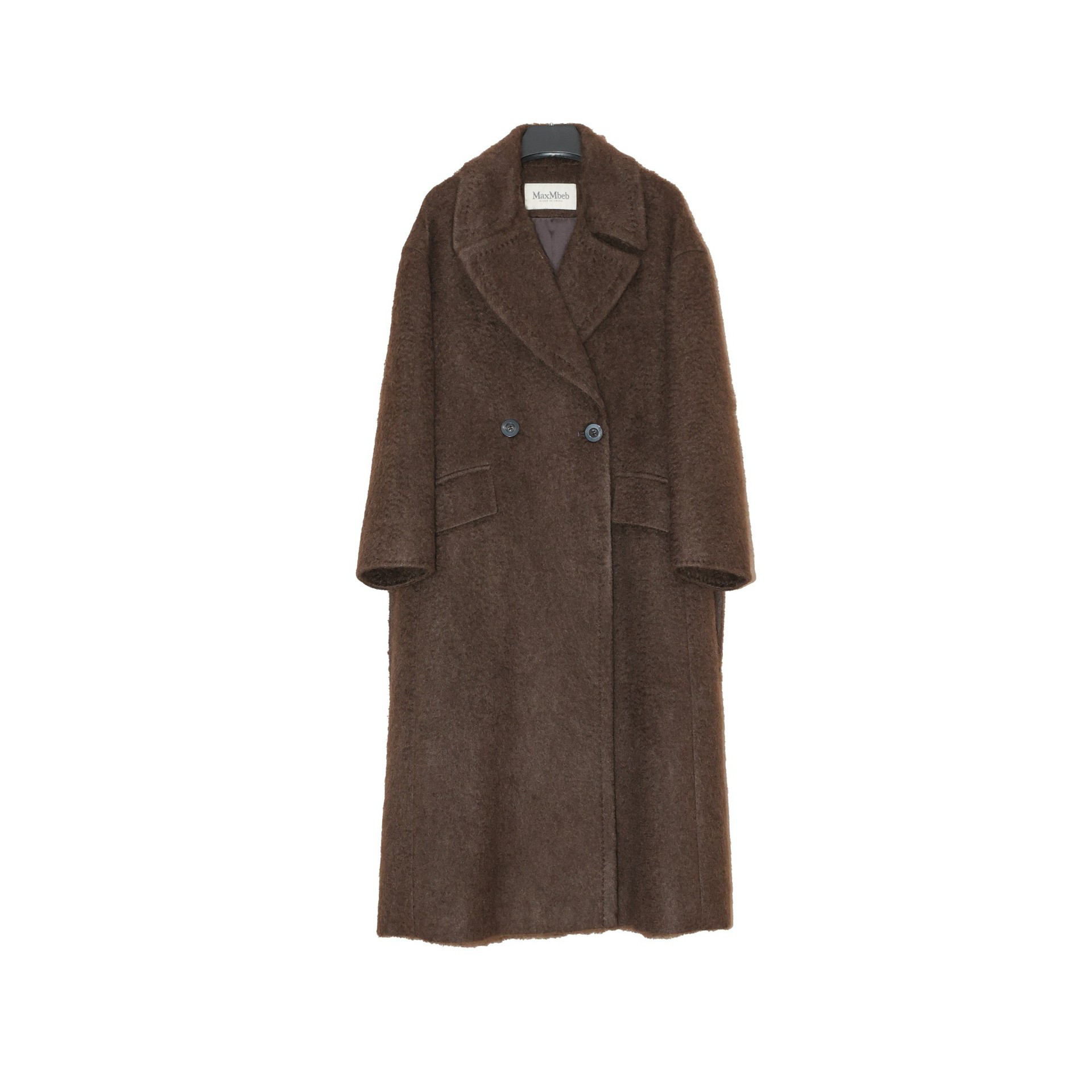 【现货】2025秋冬100牦牛绒青绒拉绒细腻女士长款大翻领毛呢大衣