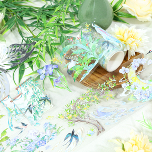 饰胶带古风人物亮面pet手帐胶带 五宝原创人物手账胶带韩系ins风装