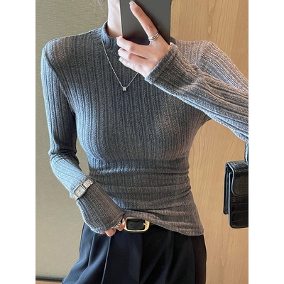 H558新款修身薄款针织衫上衣内搭毛衣可外穿打底衫秋冬半高领女装