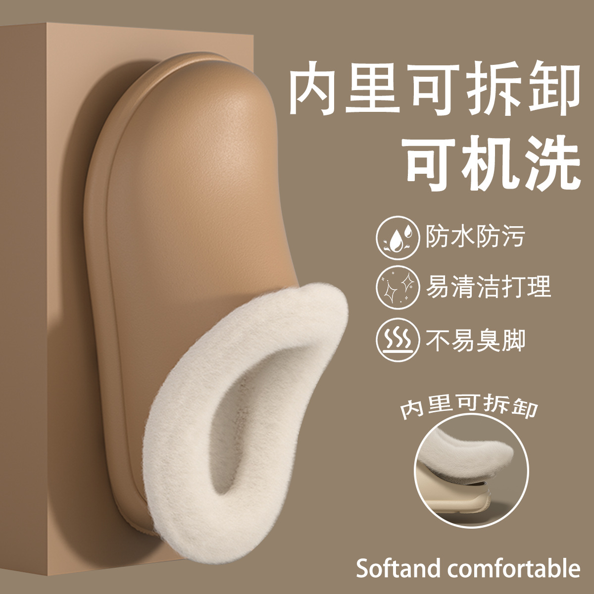 可拆卸棉拖鞋女款秋冬季2025新款室内家居内胆可拆洗防水拖鞋冬天