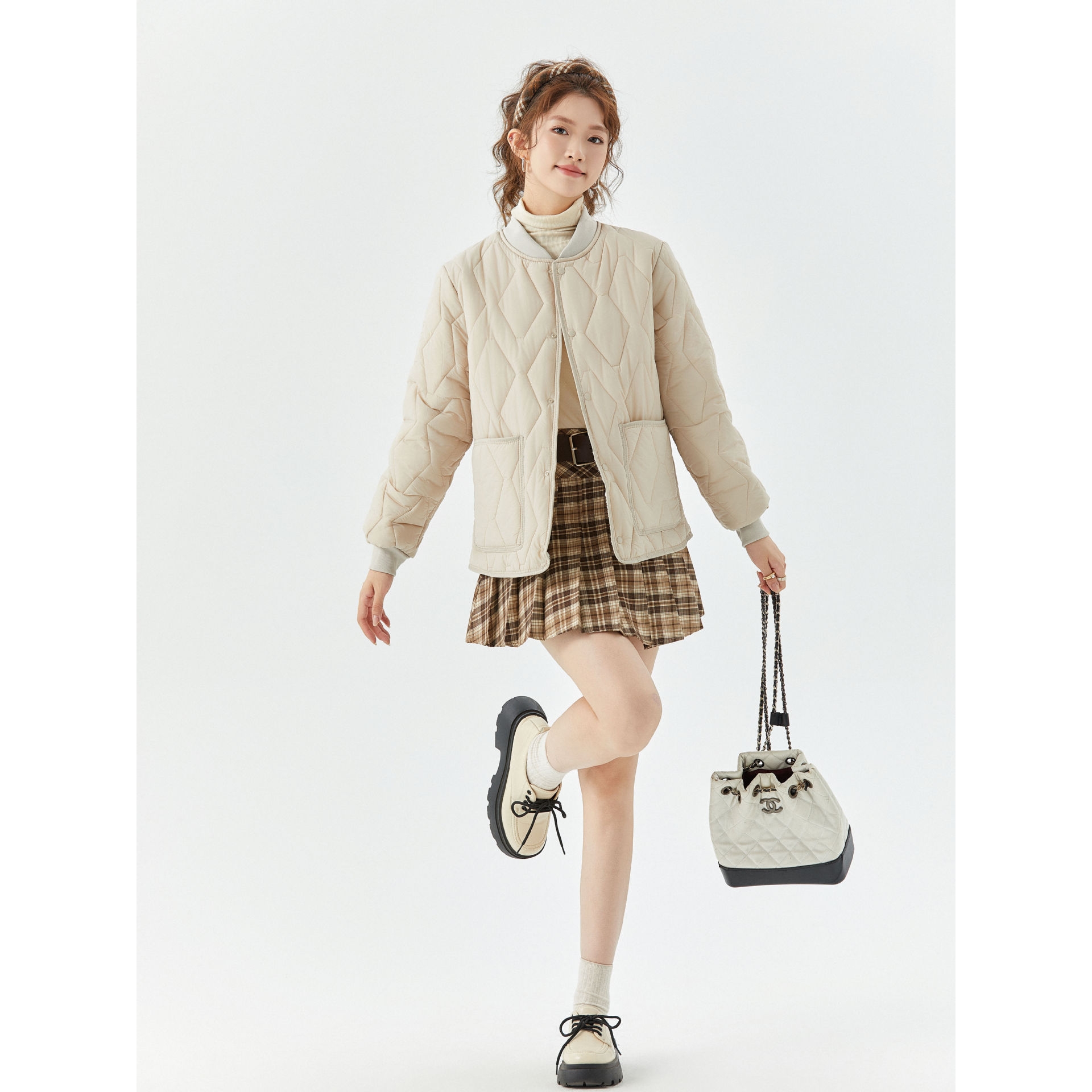 女士冬季保暖长袖棉内胆女款家居情侣男女棉衣棉服加绒螺纹领2533