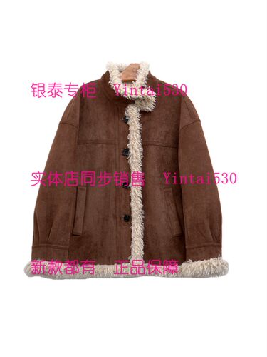 茜可可 专柜正品2025冬装新款麂皮外套CNT5102134 国内代购原1399