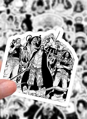 300张海贼王黑白漫画贴纸航海onepiece路飞索隆行李箱贴画笔记本电脑动漫拉杆箱ipad装饰小粘贴手帐男生墙贴