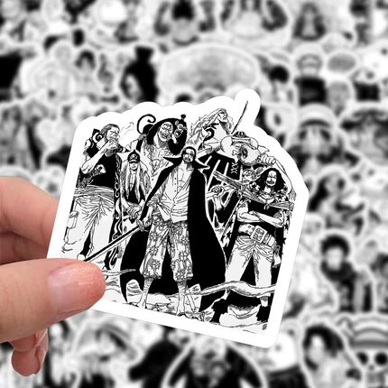 300张海贼王黑白漫画贴纸航海onepiece路飞索隆行李箱贴画笔记本电脑动漫拉杆箱ipad装饰小粘贴手帐男生