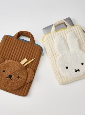 包邮 日本米飞兔兔小熊刺绣ipad平板电脑包11/12寸 内胆包防震收纳包手拎包