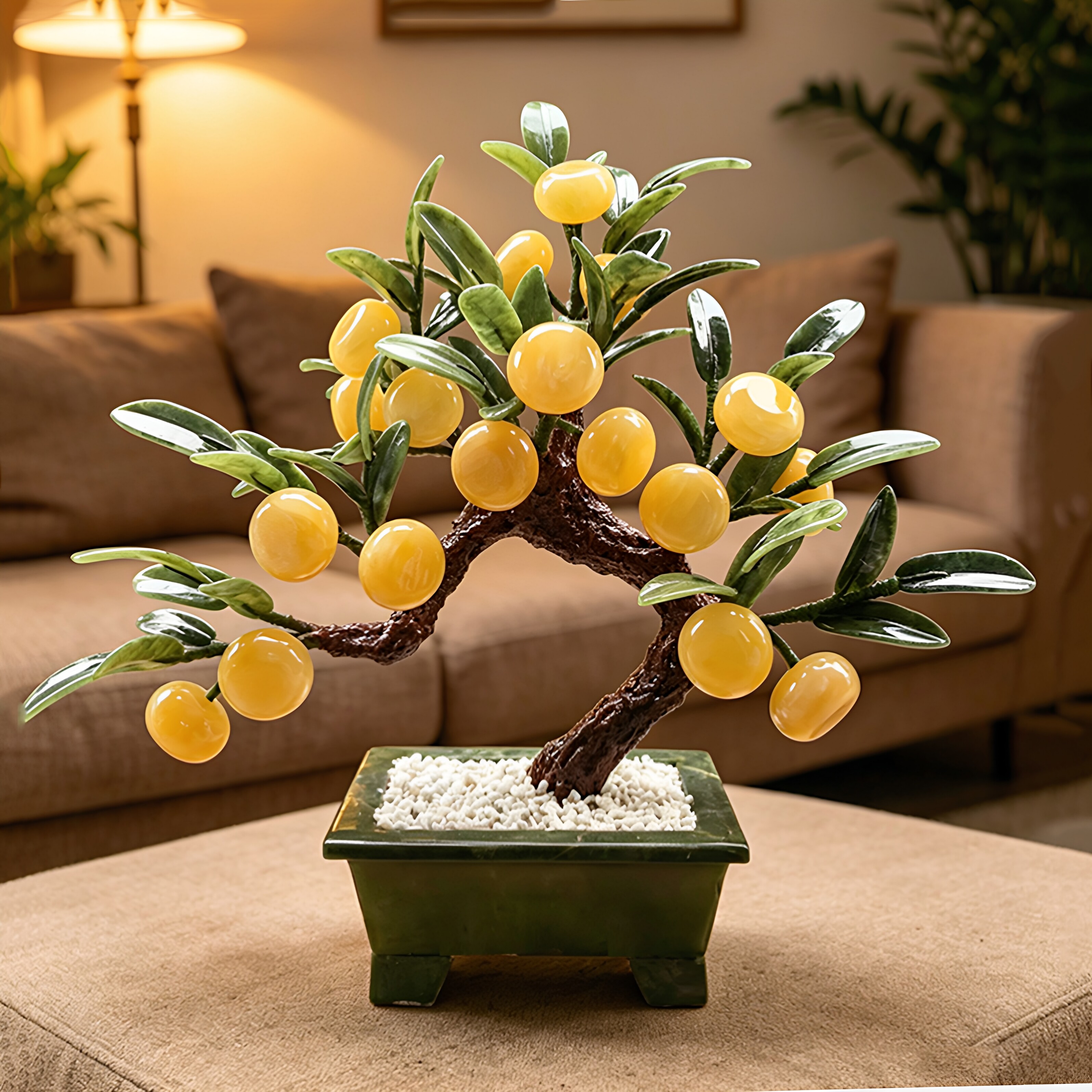 天然玉石桔子树橘子树金桔招财聚财创意桌面摆件家居装饰品礼品