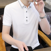 翻领T恤 纯棉短袖 新款 夏装 条纹短袖 男式 时尚 外贸大码 POLO衫 T恤男士