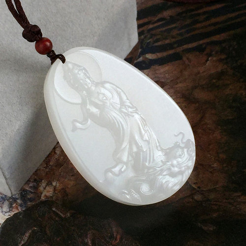 天然白玉观音挂件阿富汗玉石观音吊坠和田玉观音玉石玉坠 - 封面