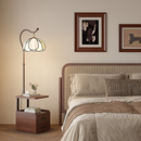 实木无甲醛中古床头柜家用卧室小型窄小众精致替代置物架台灯一体