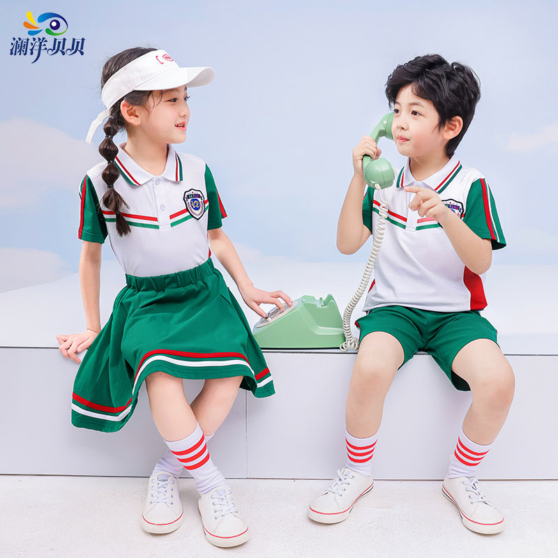 夏装校服套装小学生班服男女童短袖短裤幼儿园园服初高中生运动裙