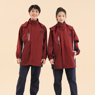 初中生校服套装秋冬儿童摇粒绒外套冲锋衣班服学院风小学生三件套