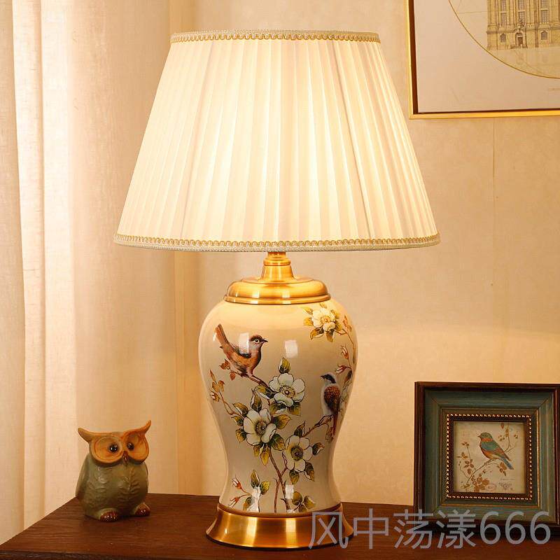 正品陶瓷台中灯大号客厅台灯新式式酒店客房欧式美头奢华复古别墅