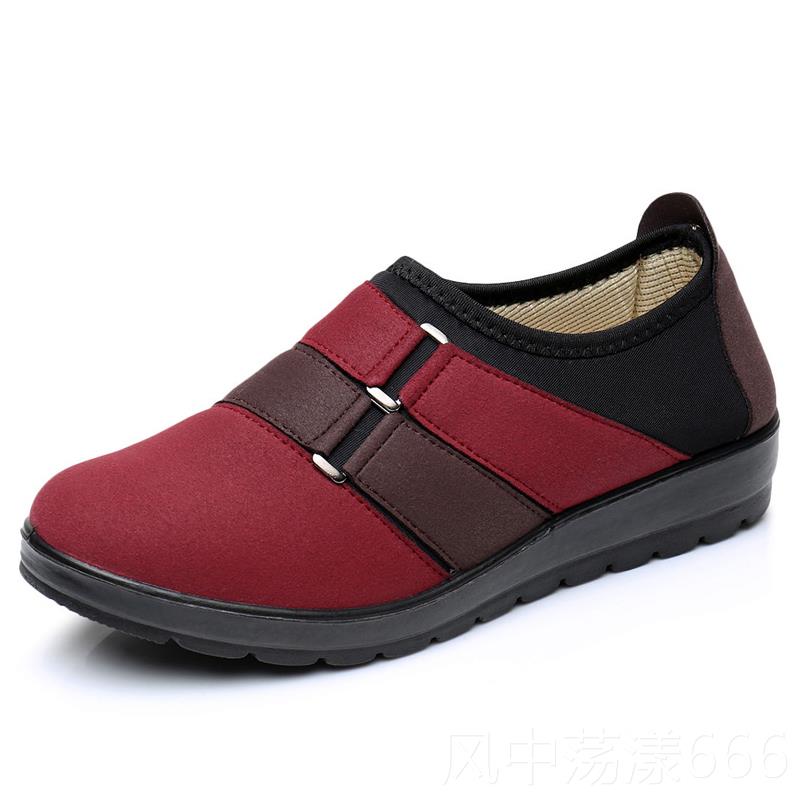 正品北京鞋布女鞋春秋款中老年平底单女鞋软底防滑妈妈鞋休闲运老