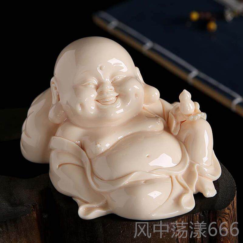 正品德化陶件瓷白瓷弥勒佛佛像奢车载小摆轻工艺品现代网红