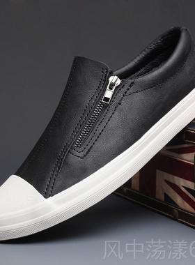 正品2鞋024百新款男子潮鞋冬季休闲皮鞋韩版潮板鞋懒人一脚流蹬搭