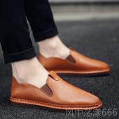 休闲懒皮鞋 男士 韩版 潮套流脚男鞋 男脚一蹬 正品 百搭软底豆豆鞋 秋季