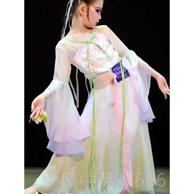 正品儿童古典舞簪引表演莲小城谣演出服荷花仙子花飘逸采汉服唐舞