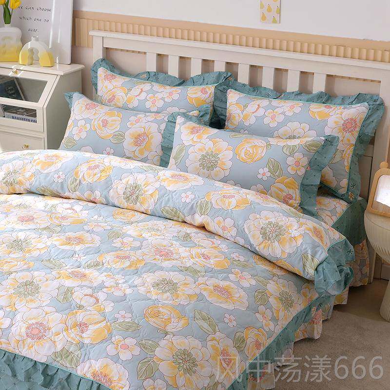 正品秋冬带季床上全套棉夹棉加厚四件套床裙款全棉纯品床被套床单