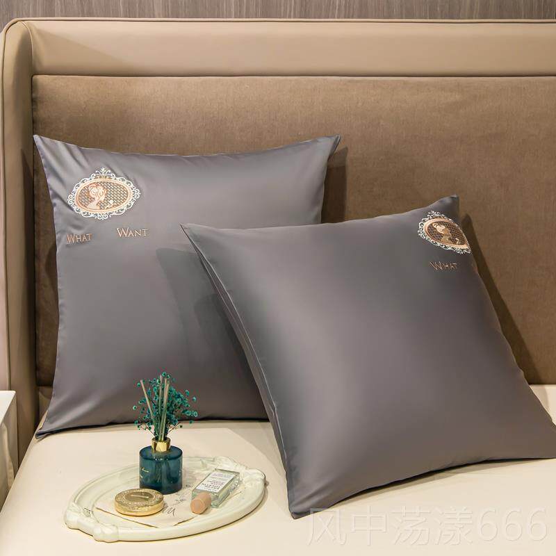 正品100绣支绒棉刺床头棉靠垫套全卧室简约轻奢纯棉床上长大靠枕5