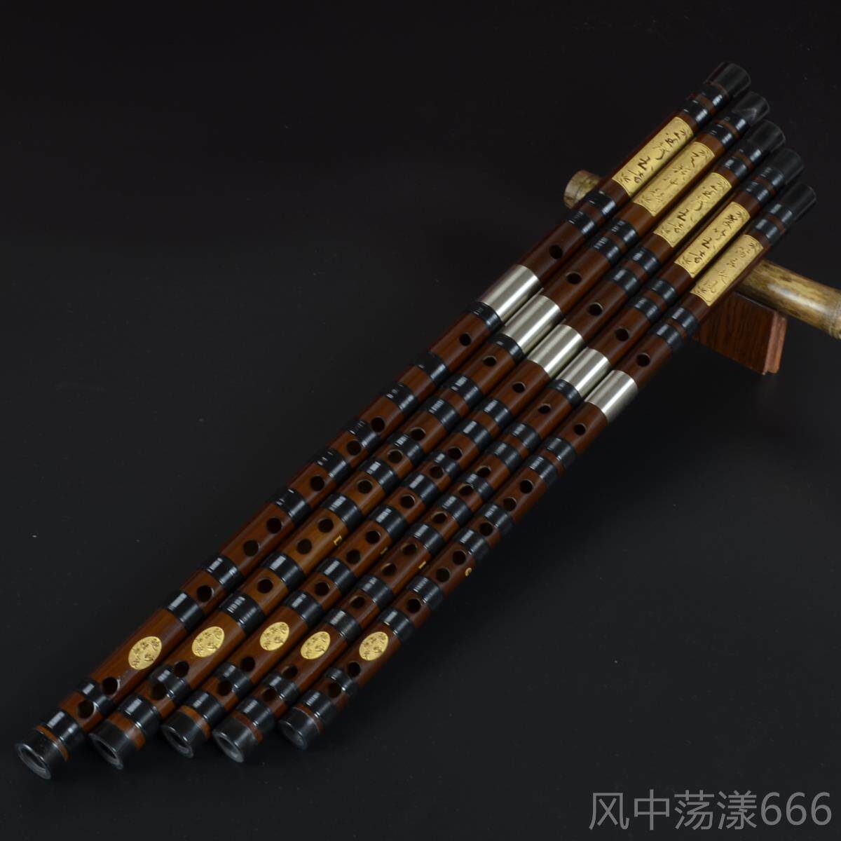 正品妙苦良精制做 专业演奏竹笛 双接白铜5支/心7支套鲍装笛子 套