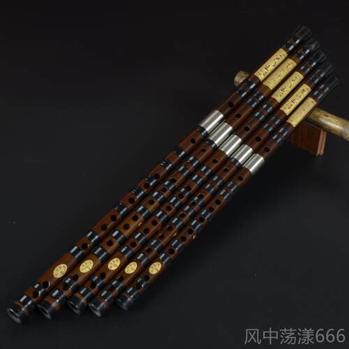 正品妙苦良精制做 专业演奏竹笛 双接白铜5支/心7支套鲍装笛子 套