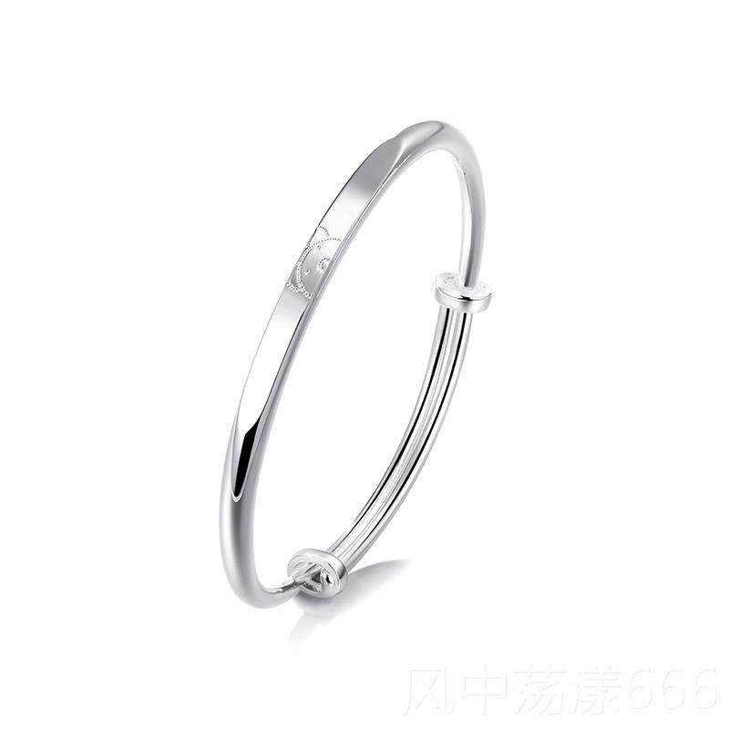 正品clect珂里小维尼银镯女子纯银年轻款999足银镯银饰熊品手生日