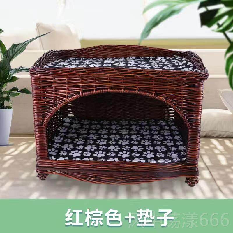 正品编猫通屋猫窝房子别墅猫藤床手工编织狗猫子四季用猫笼睡觉窝