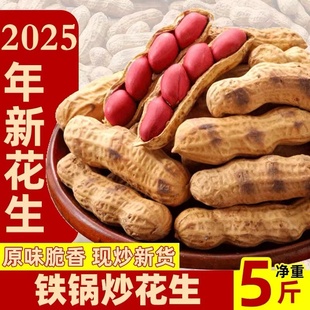 炒花生带壳原味2025新货带壳花生农家铁锅红皮花生熟湿烤紫衣炒货