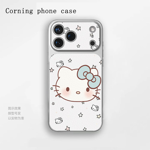 hellokitty星星苹果iPhone17小羊皮手机保护壳适用于小米17一加Ace5至尊版华为Nova15OPPOfindx9proIQOO