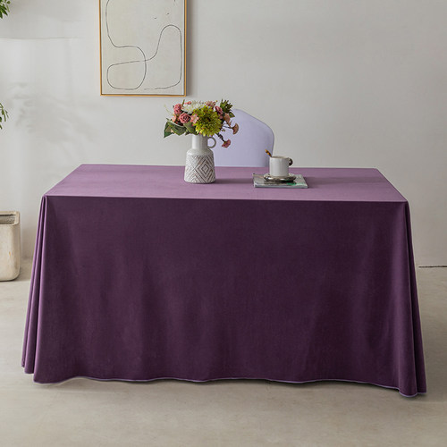 加厚桌布定制会议室台尼桌布绒布高档台布活动签到桌套长方形深紫