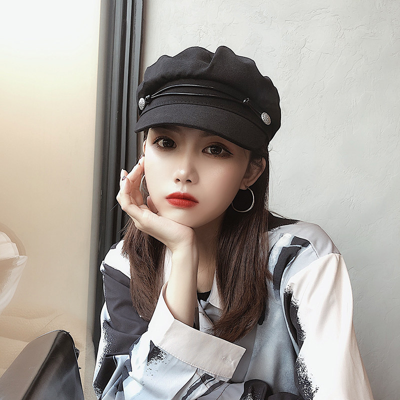 帽子女秋冬季英伦韩版潮人网红同款贝雷帽百搭日系休闲黑色鸭舌帽