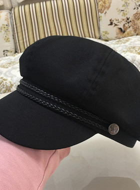 帽子女网红同款秋冬季黑色八角帽复古休闲百搭鸭舌帽毛呢贝雷帽潮
