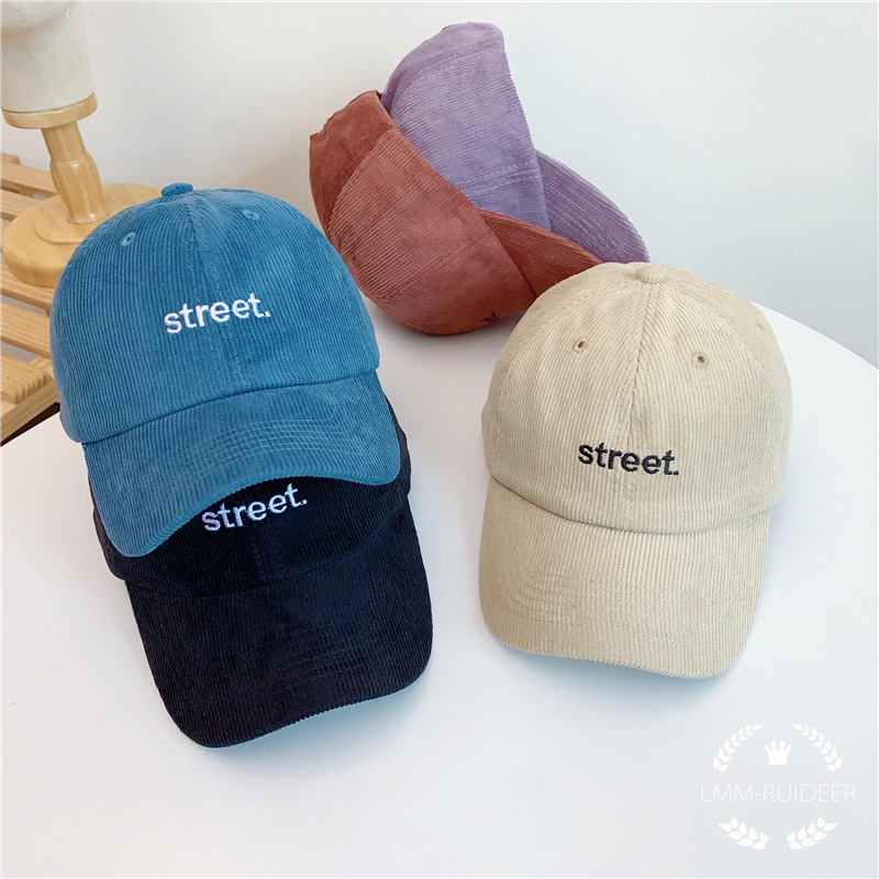 帽子女韩版灯芯绒字母刺绣百搭棒球帽男秋冬季加厚保暖鸭舌帽潮人