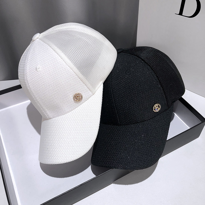 黑色帽子女百搭夏季棒球帽透气网帽遮阳防晒太阳帽白色鸭舌帽韩版