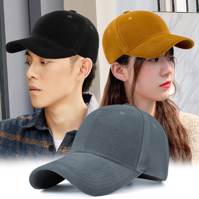 帽子秋冬季加绒加厚保暖棒球帽男女同款韩版百搭大头围鸭舌帽丝绒