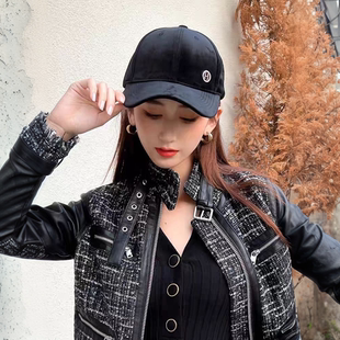 帽子女秋冬天黑色金丝绒遮阳鸭舌帽男韩版明星同款加厚保暖棒球帽