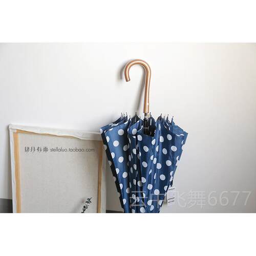正品口出韩国ins风12骨抗风复古超波点纯色生长柄伞自动晴雨学伞