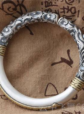 正品齐天大圣悟空足银纯手工手镯金棒箍法银手镯9手99纯银情侣环