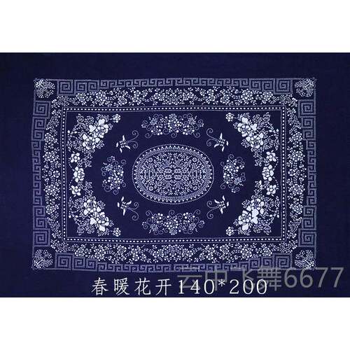 正品乌镇蓝印花布桌布工蜡染布双面印手复古台农家乐茶馆花中式餐