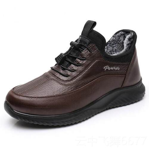 正品爸爸鞋冬季老北老爷京鞋男棉鞋加布绒保暖防滑中老年运动鞋人
