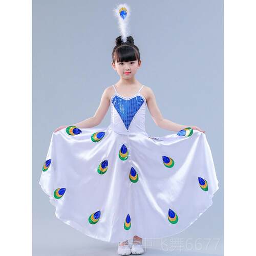 正品款童舞衣女孩儿新族演出服装幼儿女童傣傣族孔雀舞裙演出表演