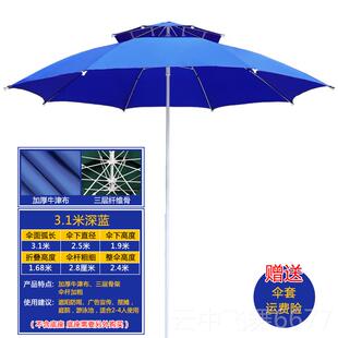 正品遮阳伞庭院沙伞遮伞户外摆摊伞滩伞超阳大加厚超轻雨折叠双顶