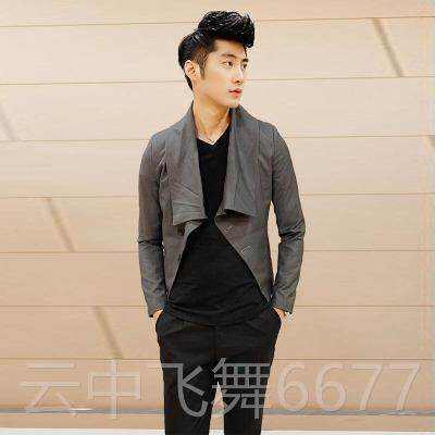 正品时尚新款潮男装韩版西服个夜店发小型师短装另类秋款修性身西