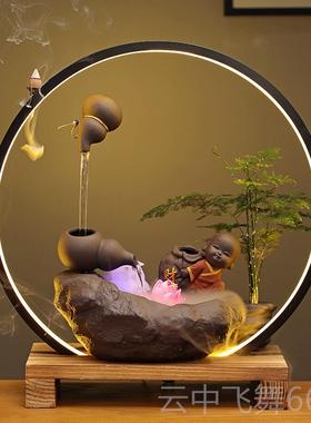 正品新面中式风招创意挂流水摆件客厅装饰财办公室桌陈设乔迁壶开