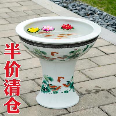 正品陶瓷鱼缸瓷乌座金鱼高脚龟缸睡莲碗莲缸养鱼养花吸底上水石盆