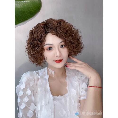 正品假发女半手指波波卷任高意分缝真人发丝发全头套蓬松轻薄档时